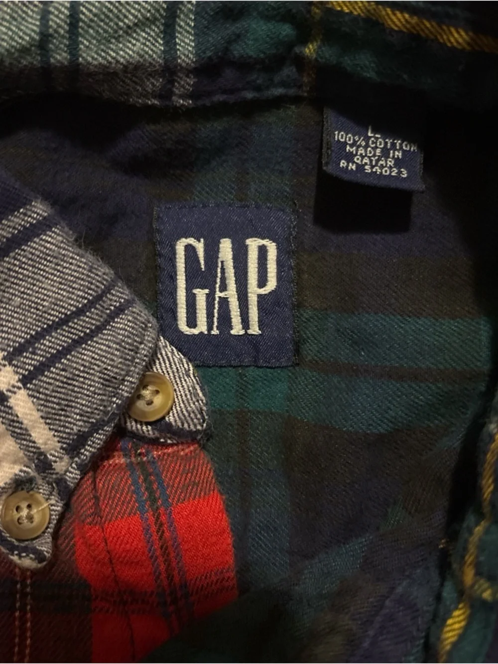 Vintage GAP Kids Flannel Patchwork Plaid Shirt 90s Colorblock Size L 10-12